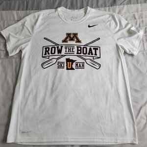 Nike White Men's 'Row The Boat' Graphic Dri-FIT Tee with Maroon & Gold Logo